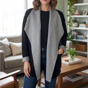 J. Jill Blue and Gray  Cotton Blend Open Front Cardigan size S